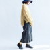 yellow fashion cotton sweater oversize side open cable knit hollow out sweaters