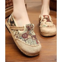 Little bear Cotton Linen Flat Shoes
