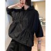 Unique Black hooded Cinched Half Sleeve Top