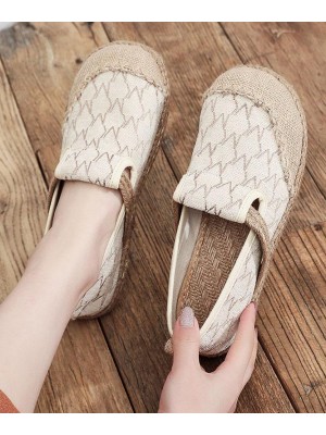 Casual Splicing Flat Feet Shoes Beige Cotton Linen Fabric